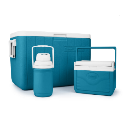 Combo Hieleras Chiller Coleman 5248, 48 QT, 9 QT Y 1 G, Azul Con Blanco